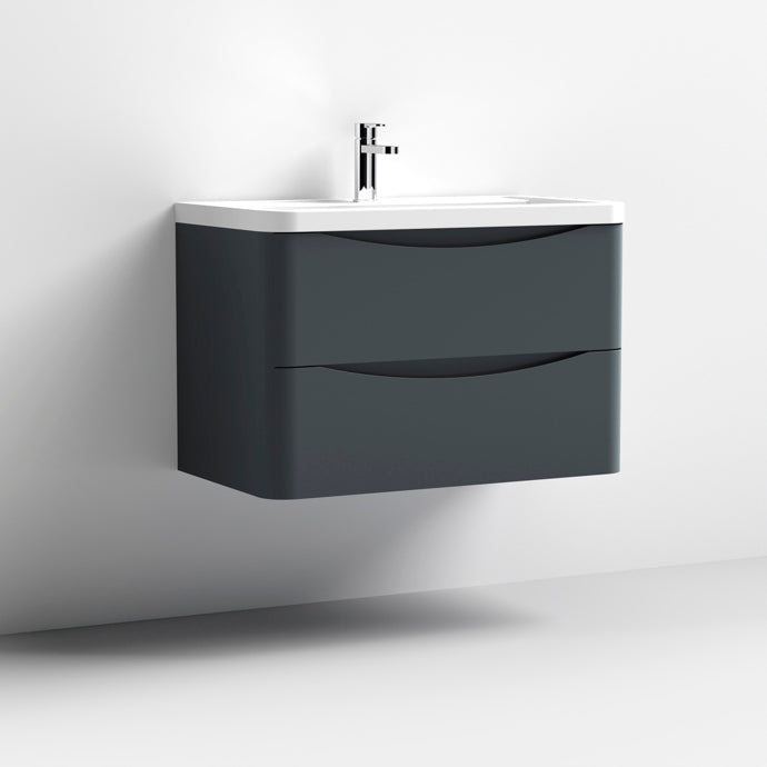 800mm Wall Hung 2 Drawer Vanity & Ceramic Basin