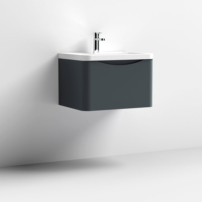 600mm Wall Hung 1 Drawer Vanity & Ceramic Basin