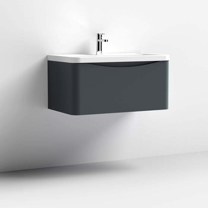 800mm Wall Hung 1 Drawer Vanity & Polymarble Basin
