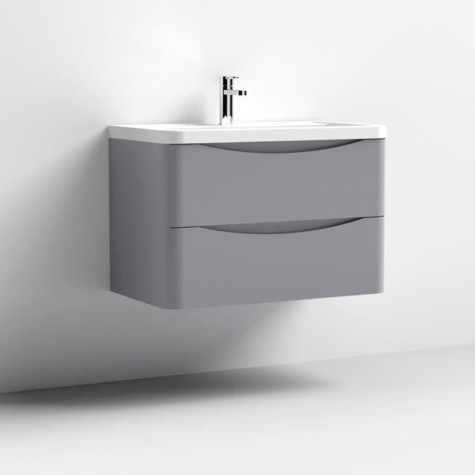 800mm Wall Hung 2 Drawer Vanity & Polymarble Basin