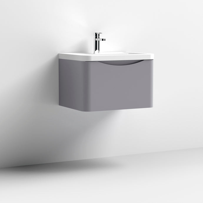 600mm Wall Hung 1 Drawer Vanity & Ceramic Basin