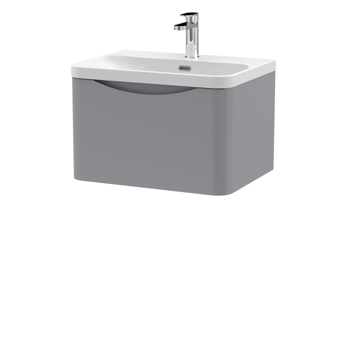 600mm Wall Hung 1 Drawer Vanity & Thin Edge Ceramic Basin