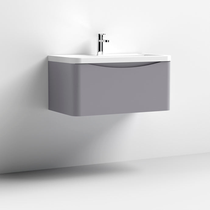 800mm Wall Hung 1 Drawer Vanity & Ceramic Basin