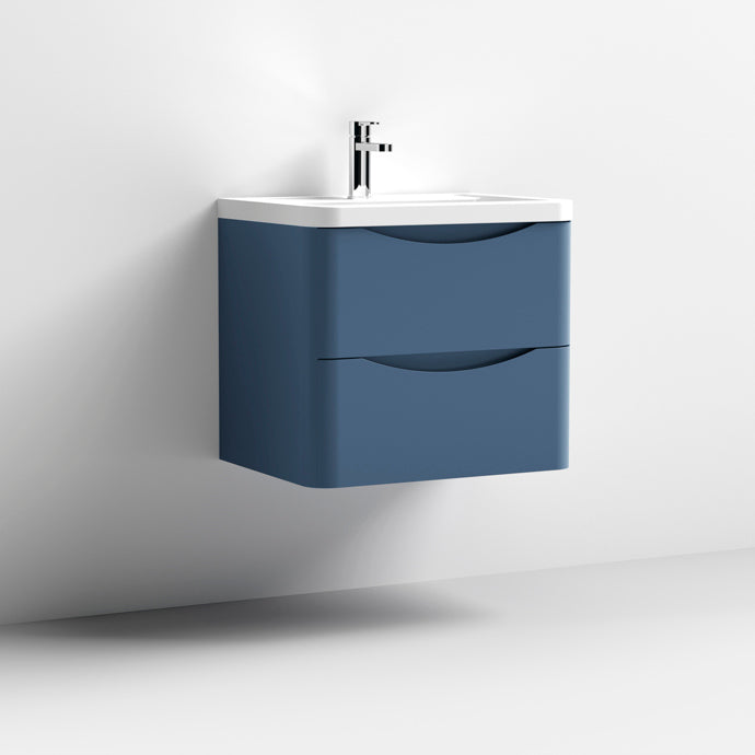 600mm Wall Hung 2 Drawer Vanity & Ceramic Basin