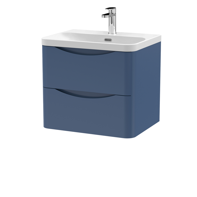 600mm Wall Hung 2 Drawer Vanity & Thin Edge Ceramic Basin