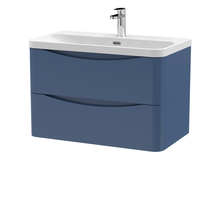 800mm Wall Hung 2 Drawer Vanity & Thin Edge Ceramic Basin