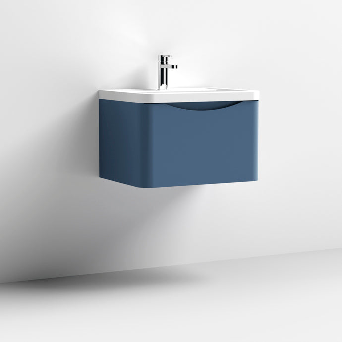 600mm Wall Hung 1 Drawer Vanity & Polymarble Basin