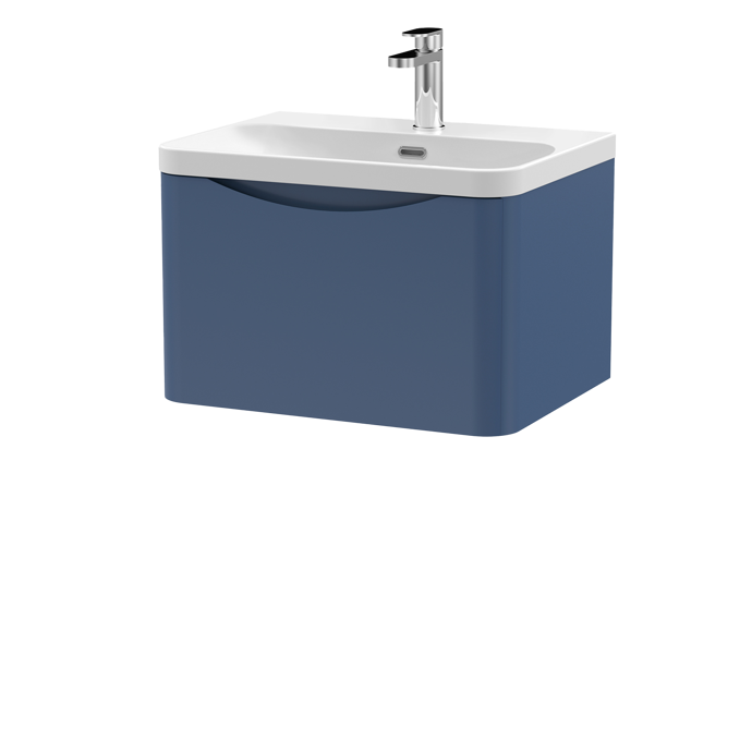 600mm Wall Hung 1 Drawer Vanity & Thin Edge Ceramic Basin