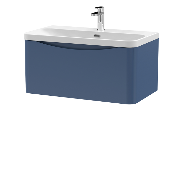 800mm Wall Hung 1 Drawer Vanity & Thin Edge Ceramic Basin