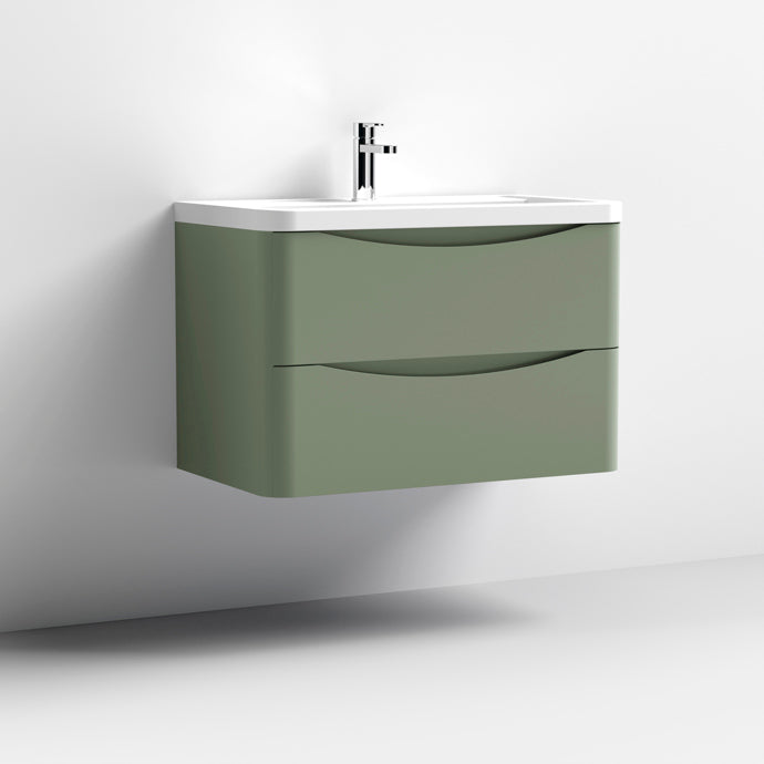 800mm Wall Hung 2 Drawer Vanity & Polymarble Basin