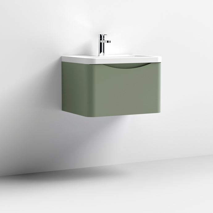 600mm Wall Hung 1 Drawer Vanity & Polymarble Basin