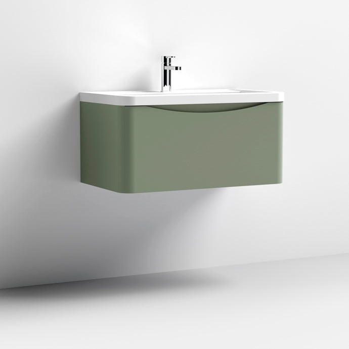 800mm Wall Hung 1 Drawer Vanity & Polymarble Basin