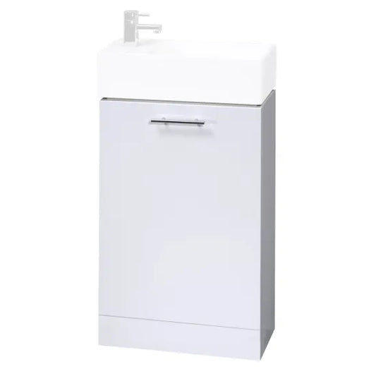 Floor Standing 1 Door Vanity Unit Compact Gloss White