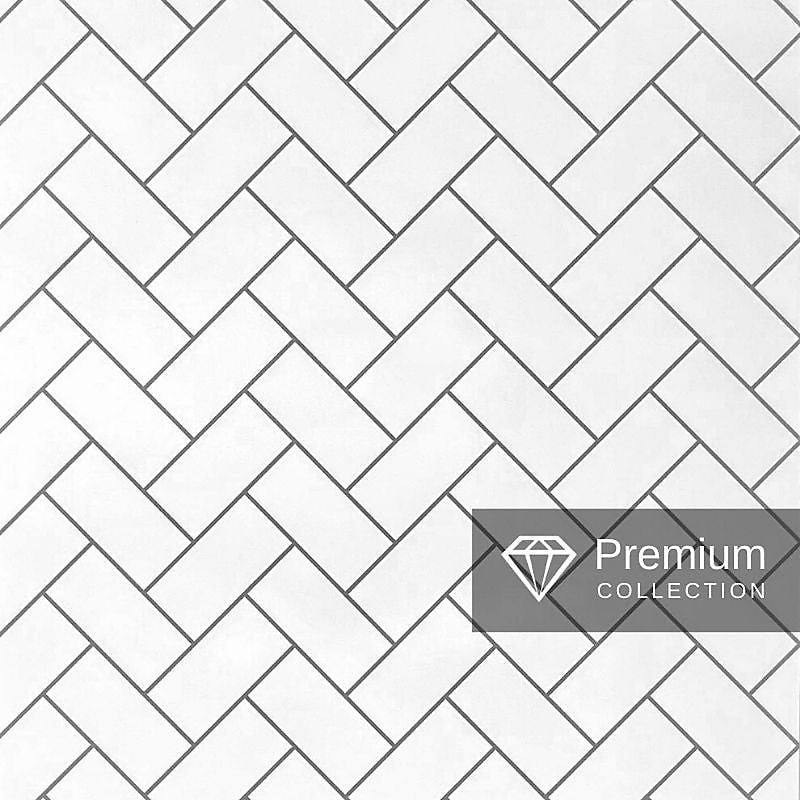 White Herringbone - 1000mm x 2400mm x 10mm - Gloss - Waterproof - 1 Fire Rated